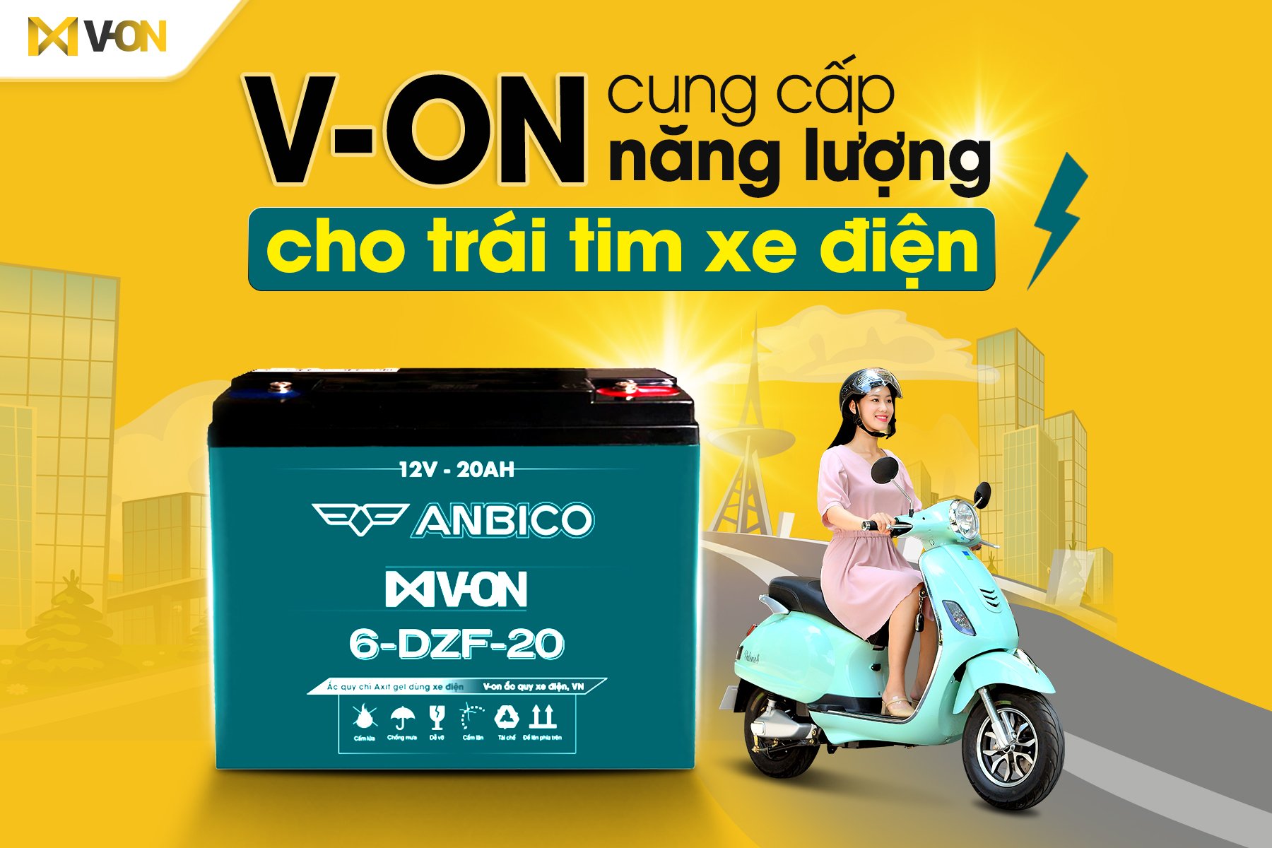 ắc quy xe điện v-on